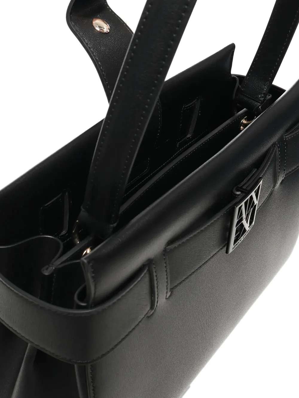 Armani Exchange logo-plaque top-handle bag Zwart