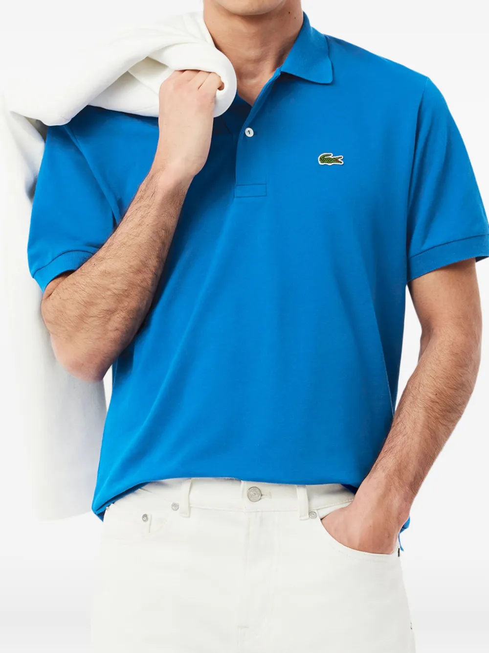 Lacoste short-sleeve logo-embroidered polo shirt - Blauw