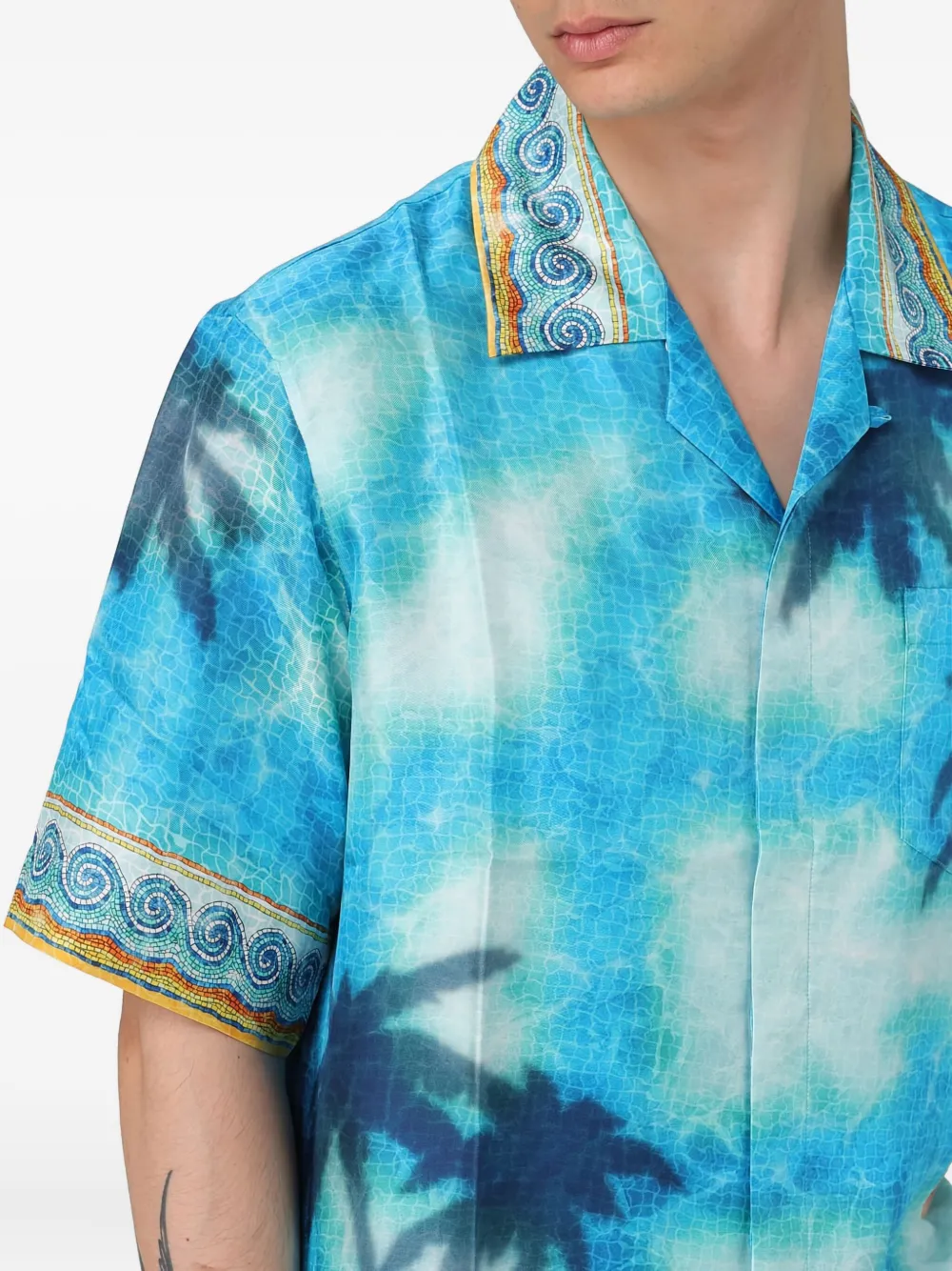Casablanca Overhemd met palmboomprint Blauw