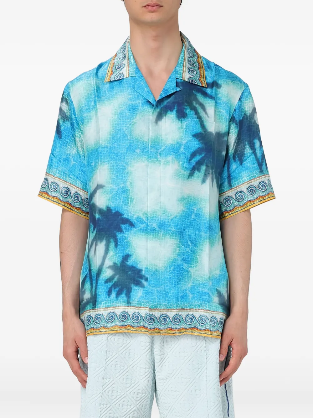 Casablanca Overhemd met palmboomprint Blauw