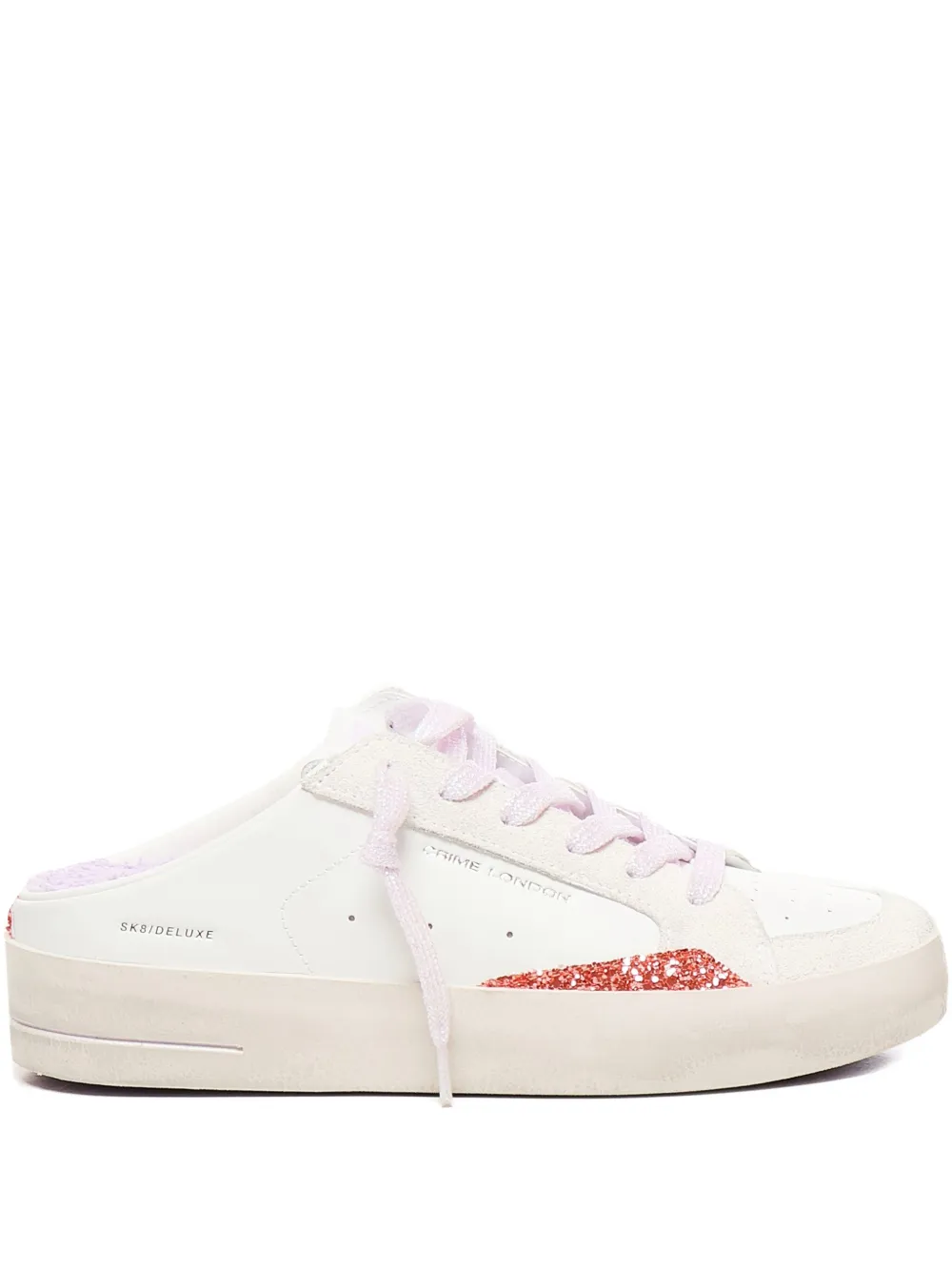 Crime London SK8 Deluxe sneakers met glitters en open achterkant Wit