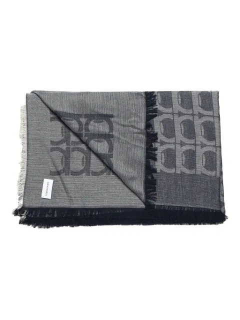 Ferragamo Gancini-pattern fringed scarf