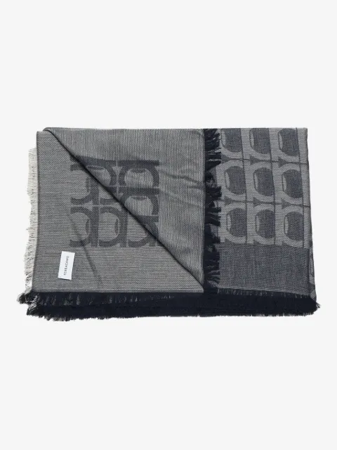 Ferragamo Gancini-pattern fringed scarf