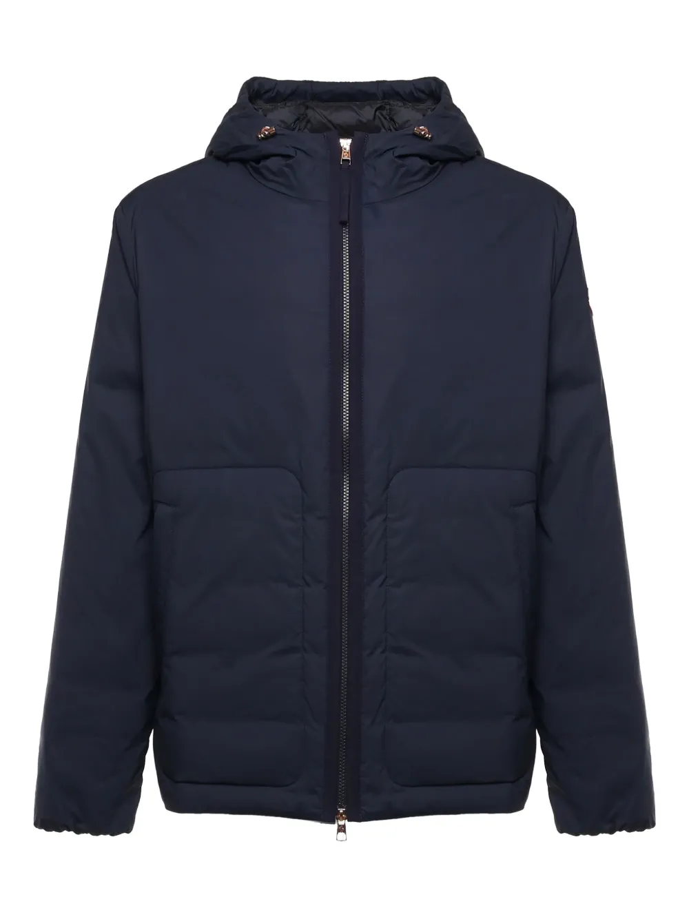 Moncler hooded logo-patch jacket Blauw