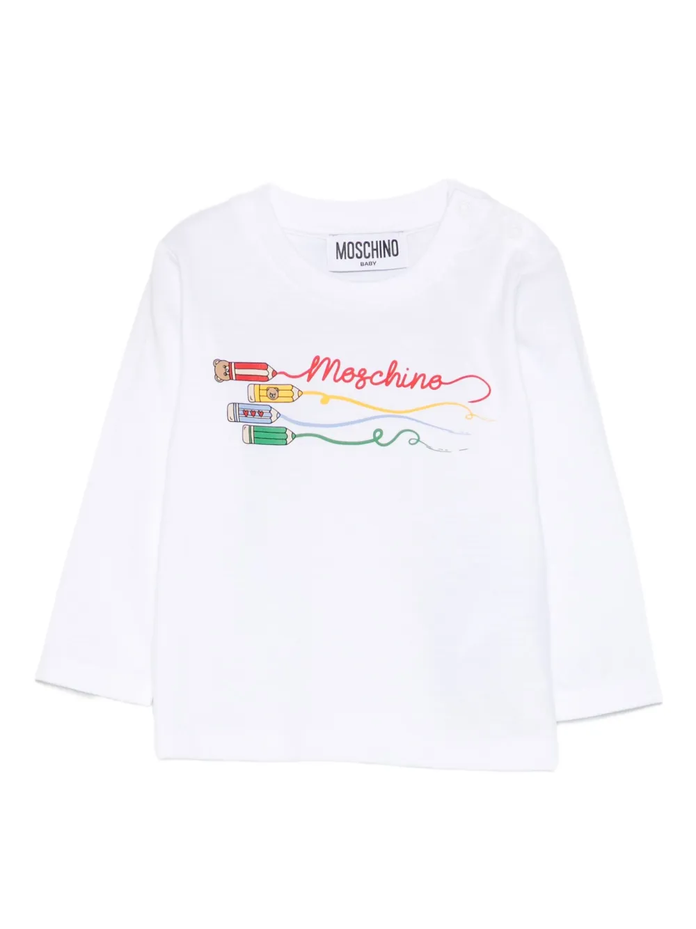 Moschino Kids pencil-print long-sleeves top - ホワイト Moschino Kids pencil-print long-sleeves top - ホワイト