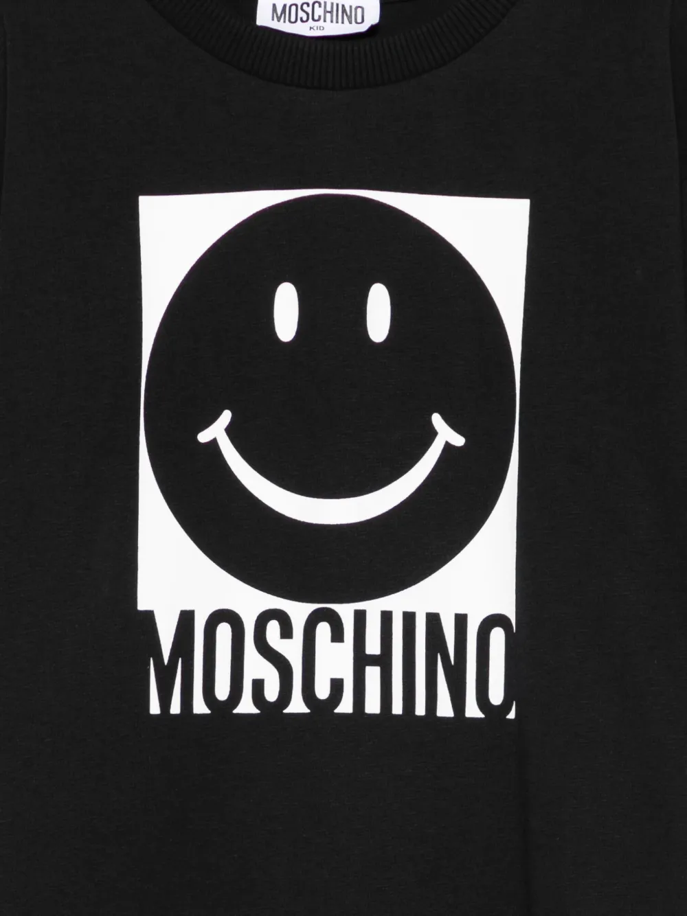 Moschino Kids Katoenen T-shirt met smiley-print Zwart