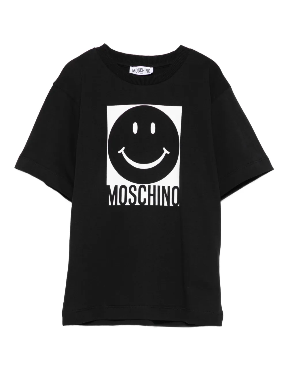 Moschino Kids Katoenen T-shirt met smiley-print Zwart