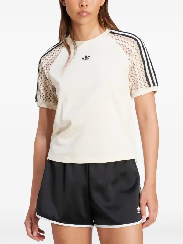 Adidas Cali 3-stripe mesh-insert T-shirt White FARFETCH AU