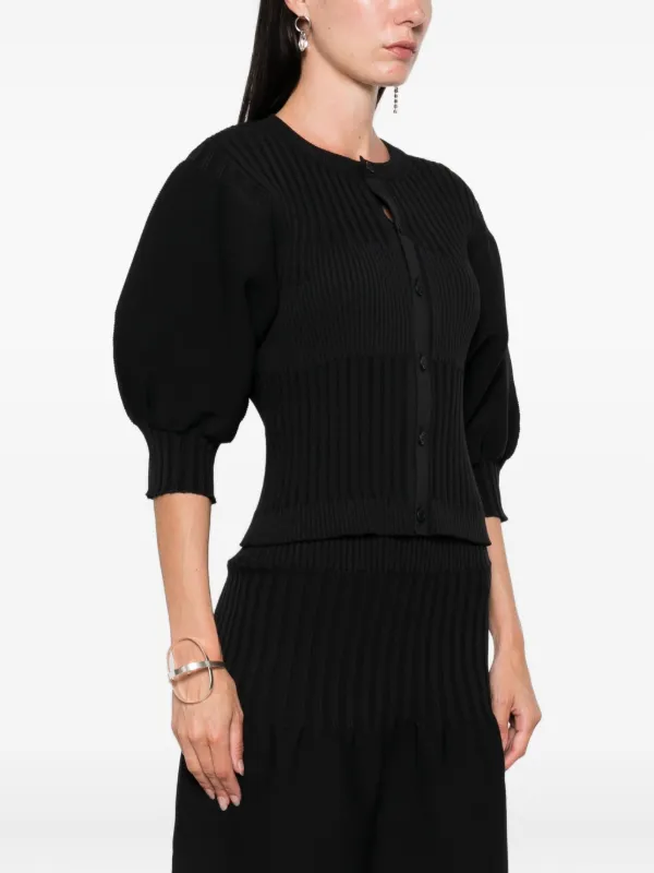 【sasa】CFCL puff sleeve cardigan サイズ1 CFCL Fluted Ribbed puff-sleeve Cardigan | Black | FARFETCH
