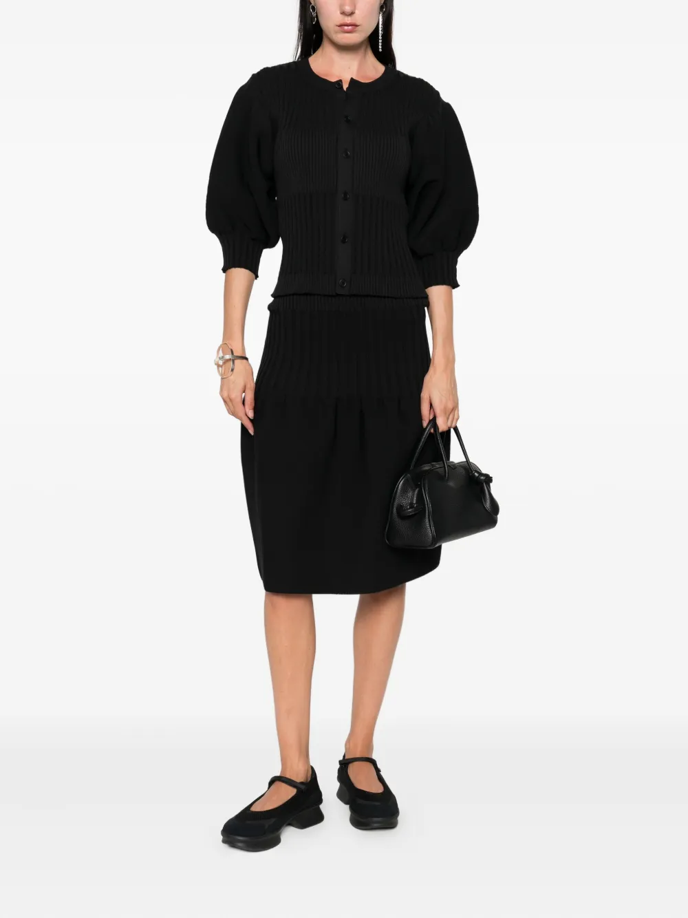 CFCL Fluted ribbed puff-sleeve cardigan | Cardigans | Image 2