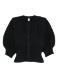 CFCL Fluted ribbed puff-sleeve cardigan - Black