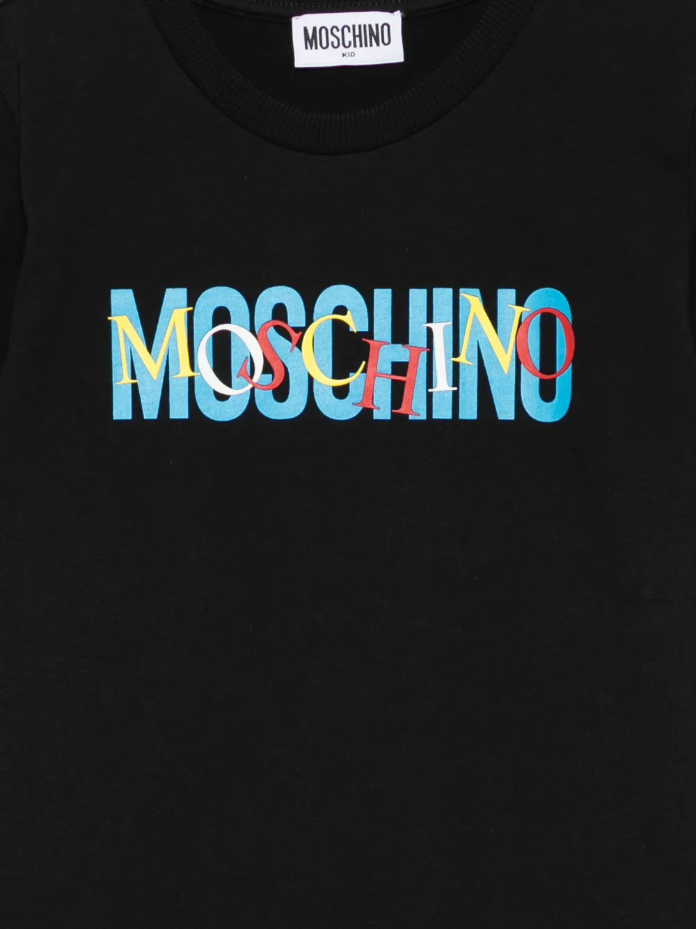 Moschino Kids Katoenen T-shirt met logoprint Zwart