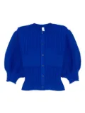 CFCL Fluted ribbed puff-sleeve cardigan - Blue