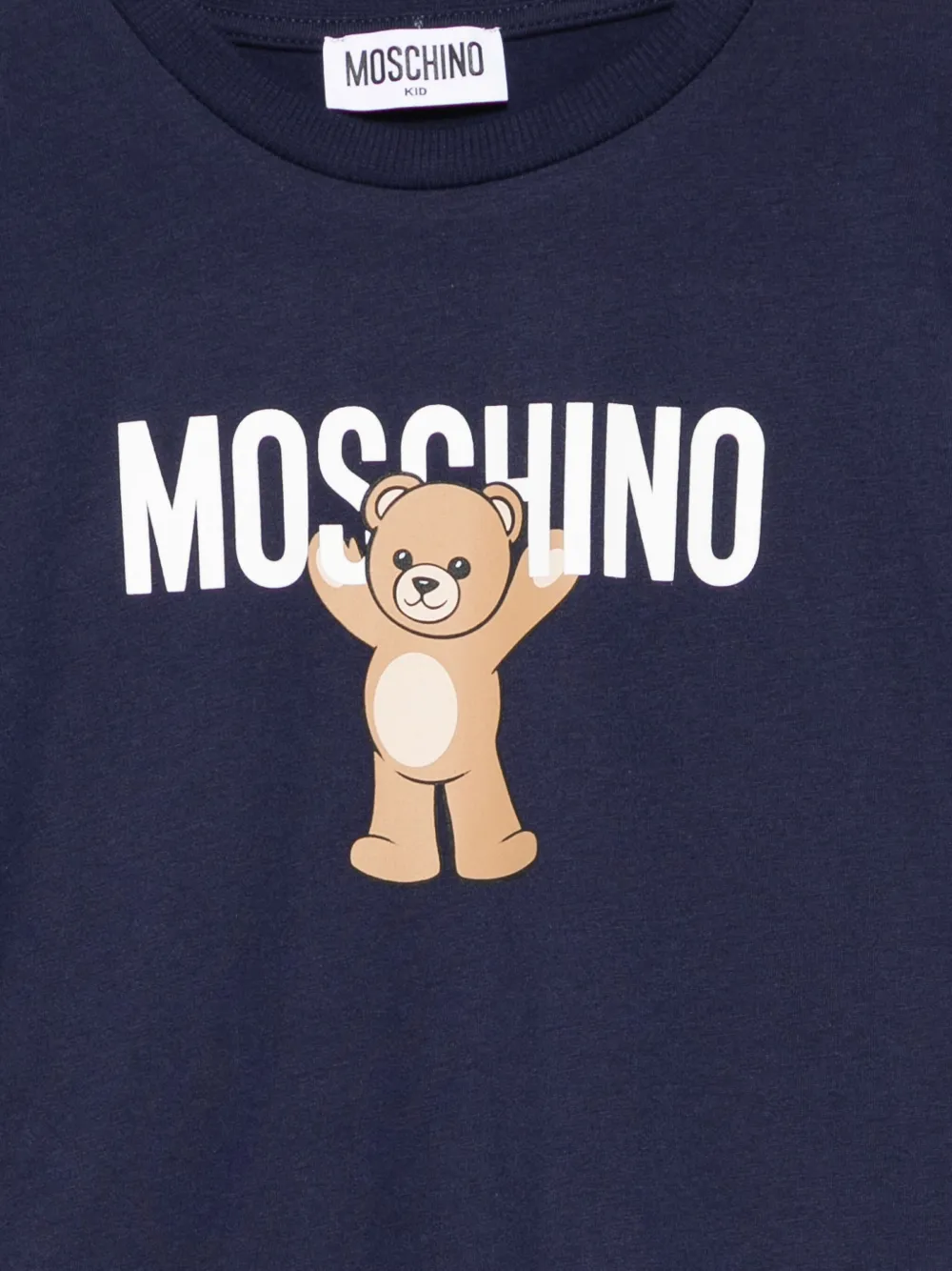 Moschino Kids Teddy Bear-print cotton T-shirt Blauw
