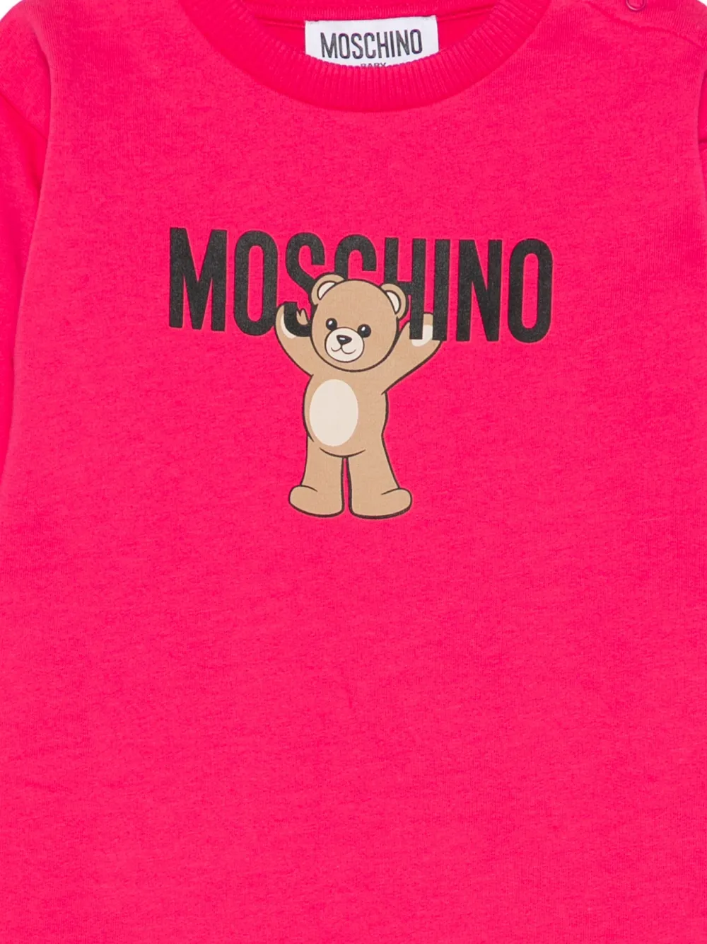 Moschino Kids teddy-print cotton dress Roze