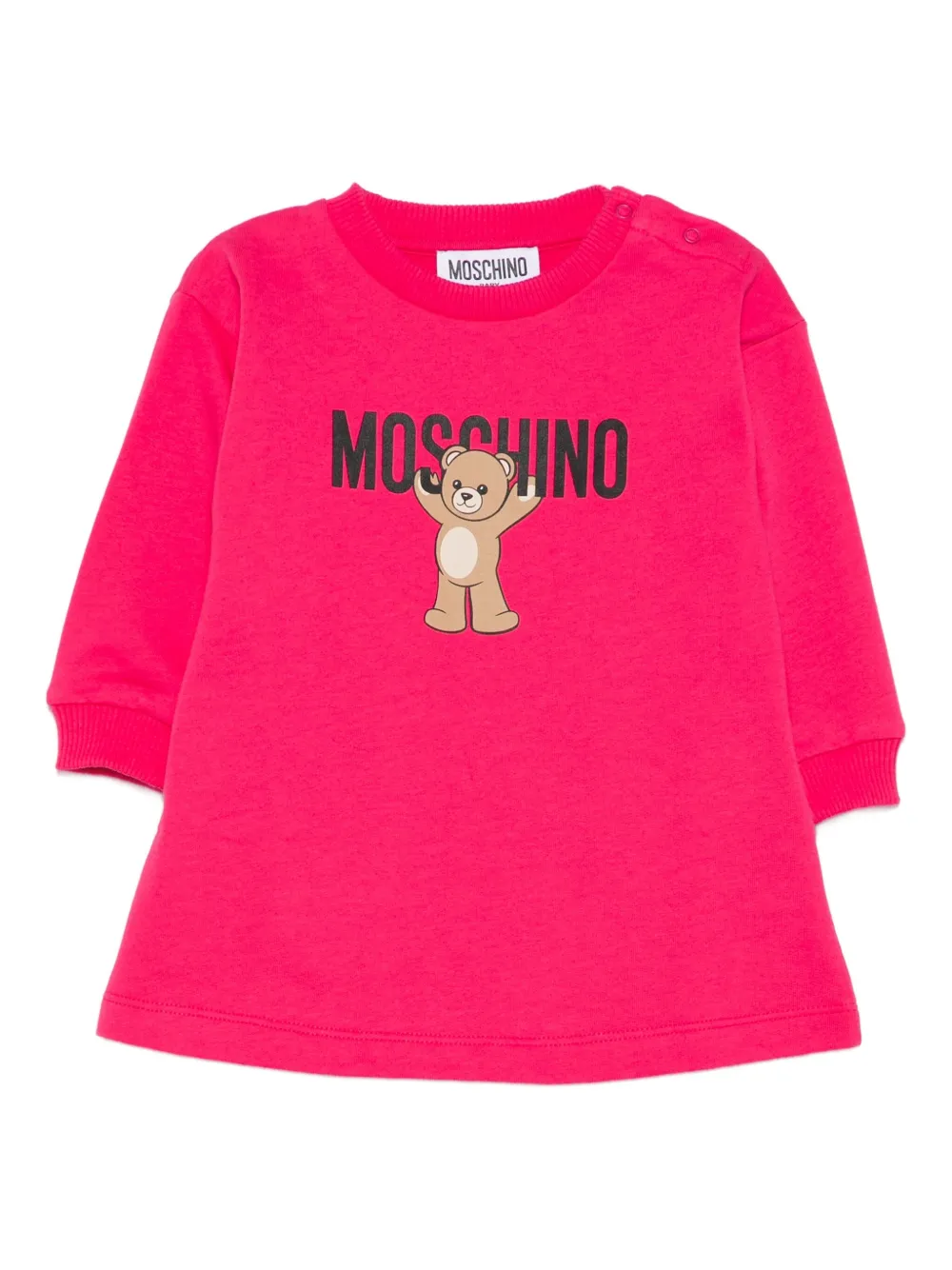 Moschino Kids teddy-print cotton dress Roze