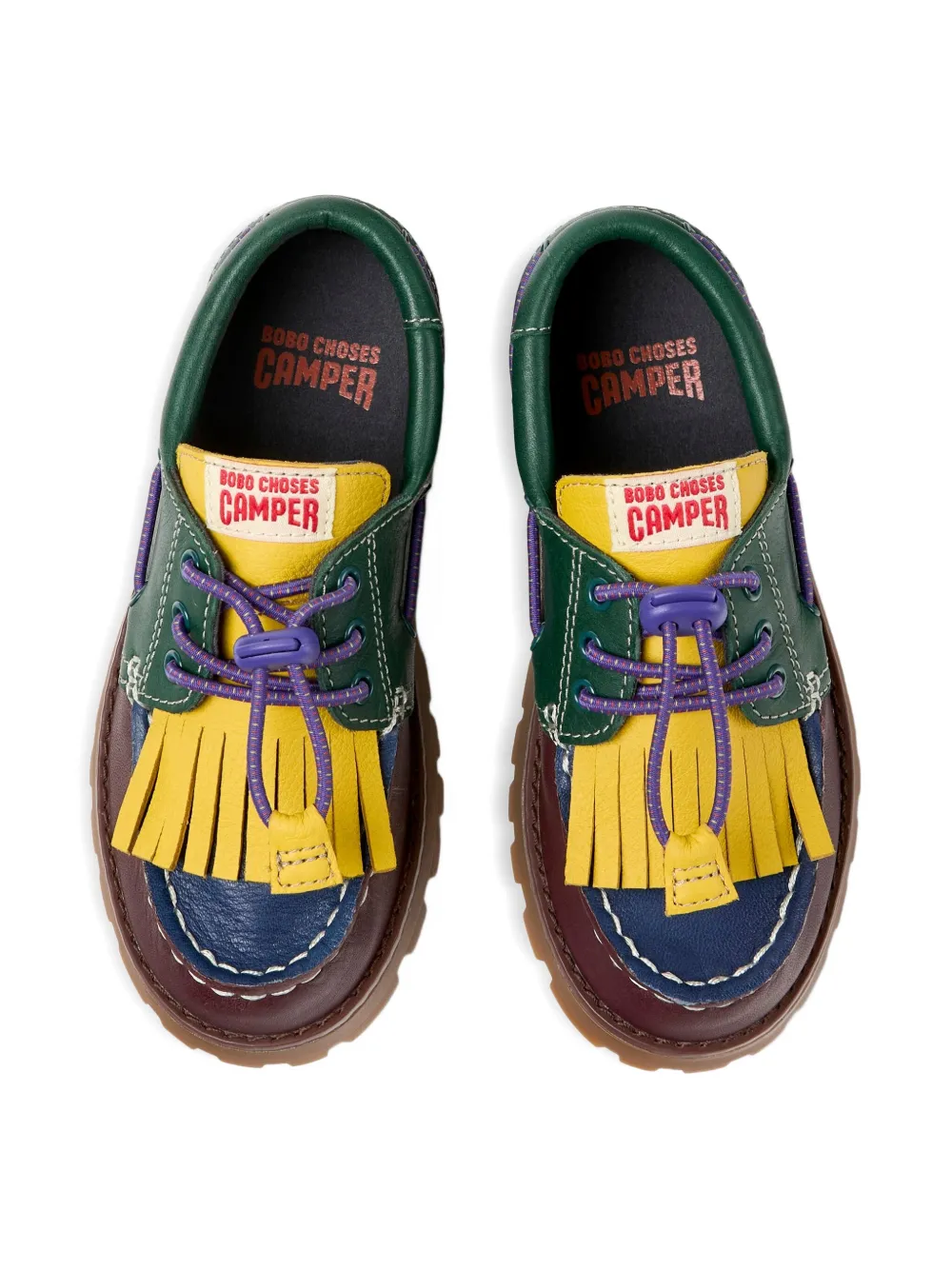 Camper X Bobo Choses Fringe Boat Shoes In Multi