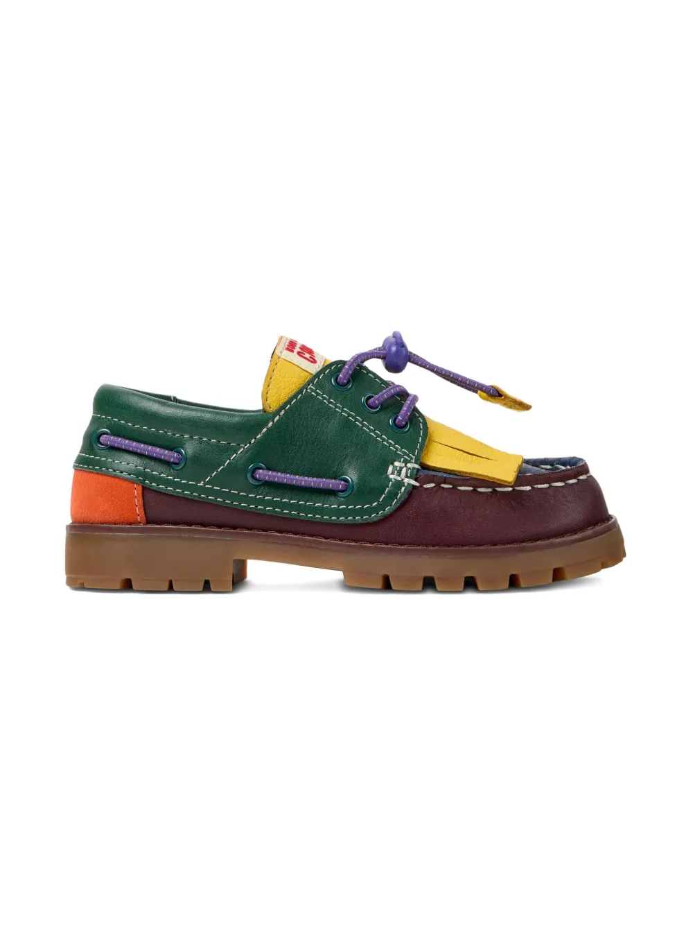 Camper X Bobo Choses Fringe Boat Shoes In Multi