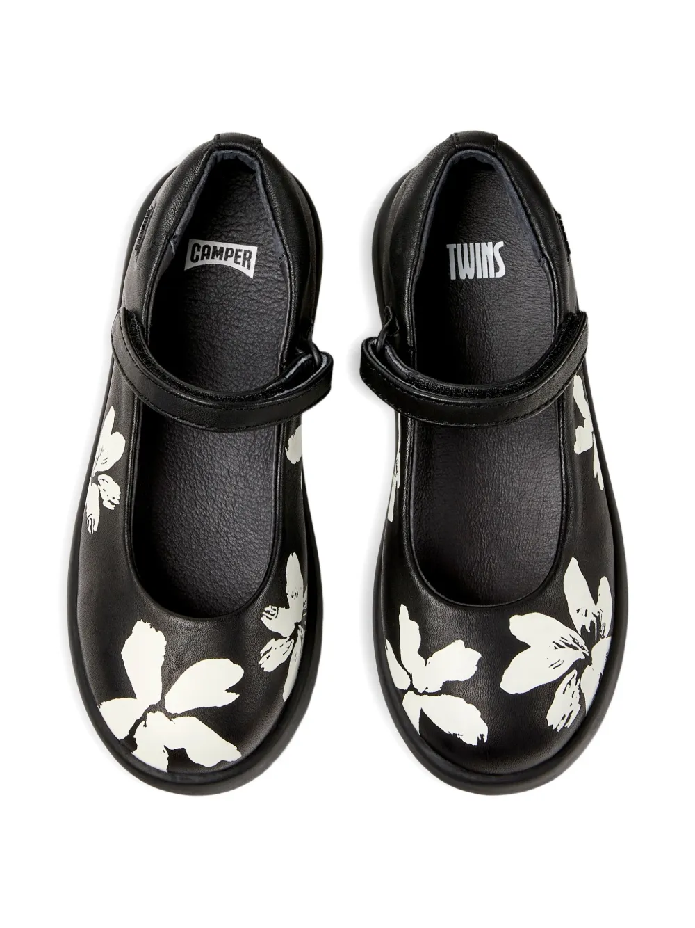 Camper Kids Duet Twins flower-print ballerinas Black