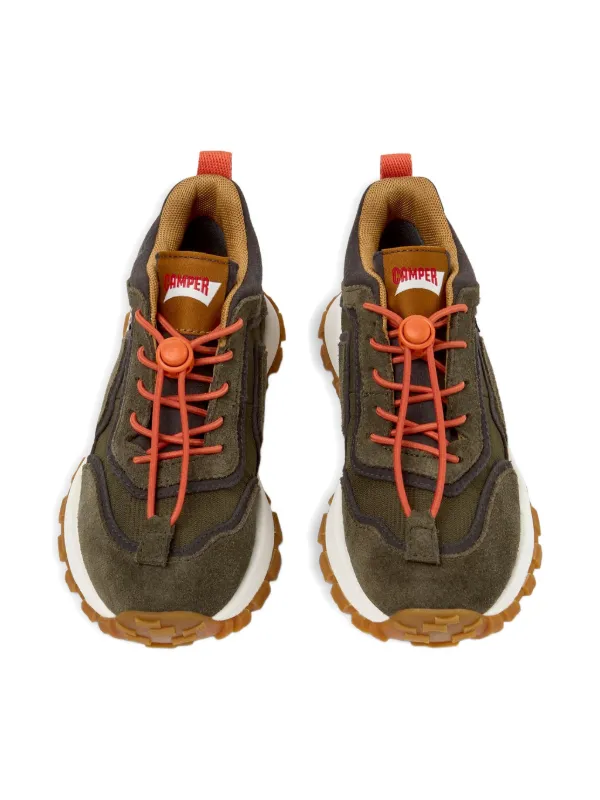 Camper Kids Sneakers Stringate In Pelle Scamosciata Verde