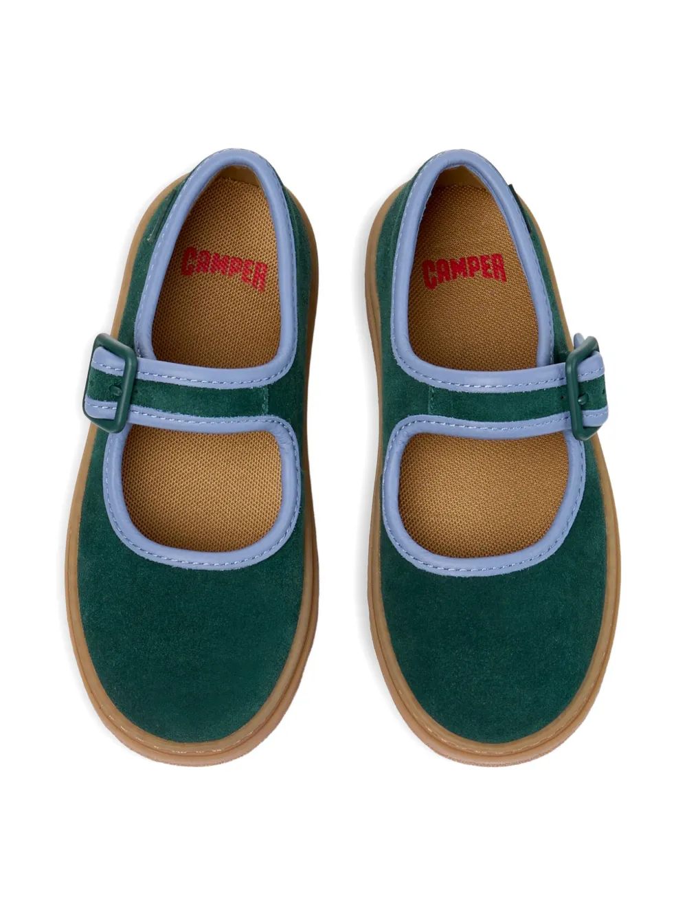 Camper Kids Suède ballerina's met gesp Groen
