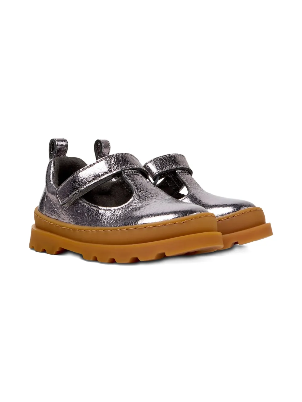 Camper Kids leather T-bar shoes Silver