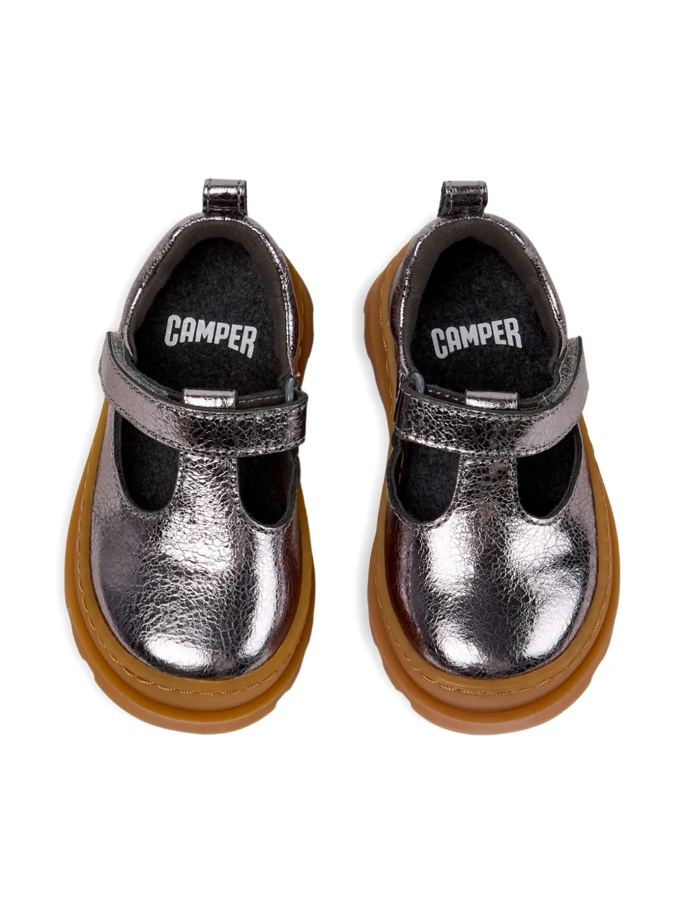 Camper Kids leather T-bar shoes Silver
