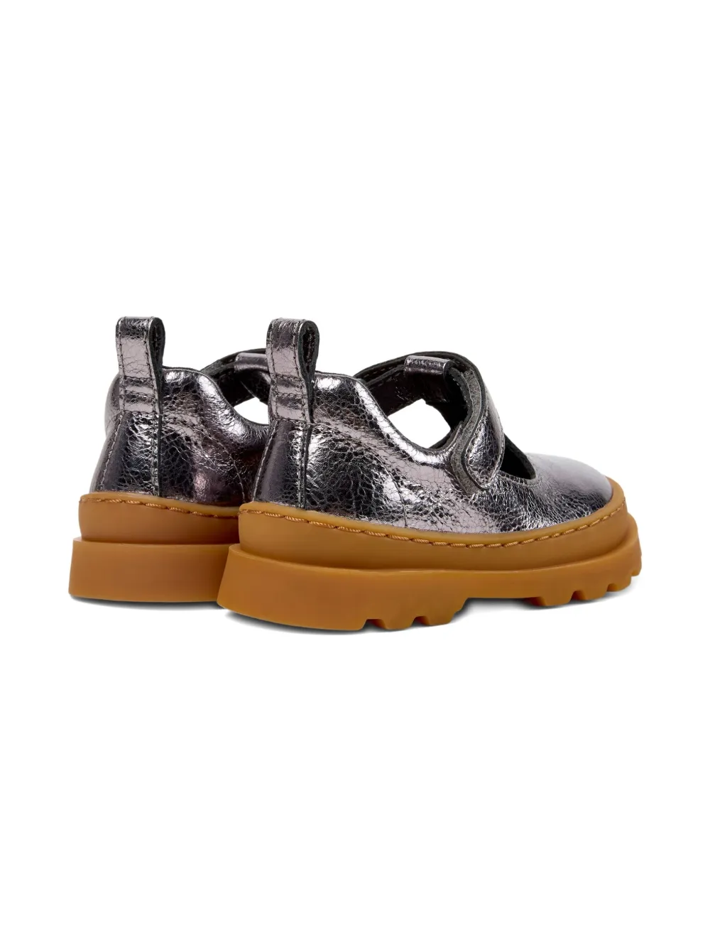Camper Kids leather T-bar shoes Silver