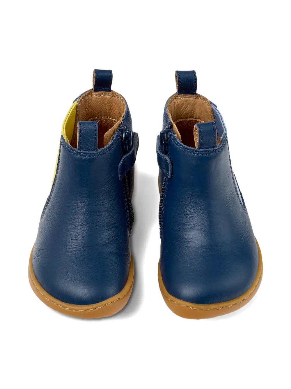 Camper Kids Peu leren laarzen met elastisch vlak Blauw
