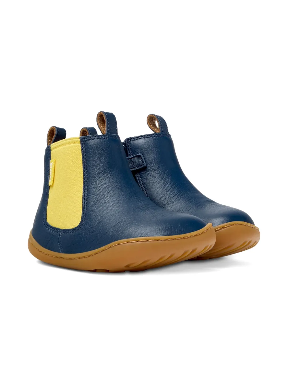 Camper Kids Peu leren laarzen met elastisch vlak Blauw