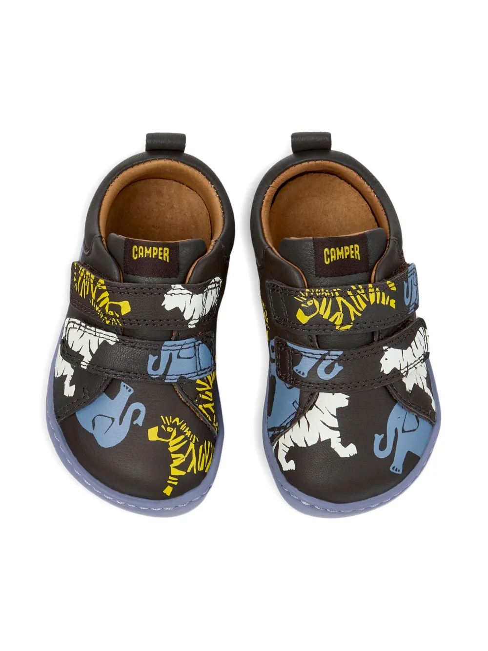 Camper Kids animal-print strap sneakers Black