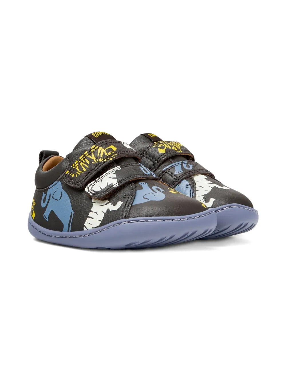 Camper Kids Sneakers met dierenprint en bandje Zwart