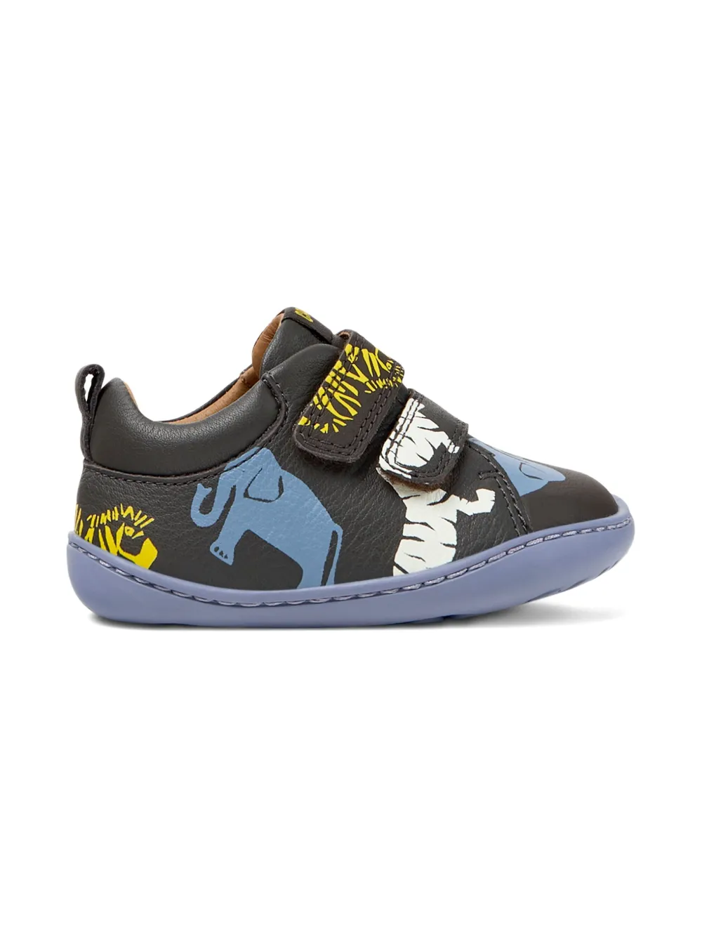 Camper Kids Sneakers met dierenprint en bandje - Zwart