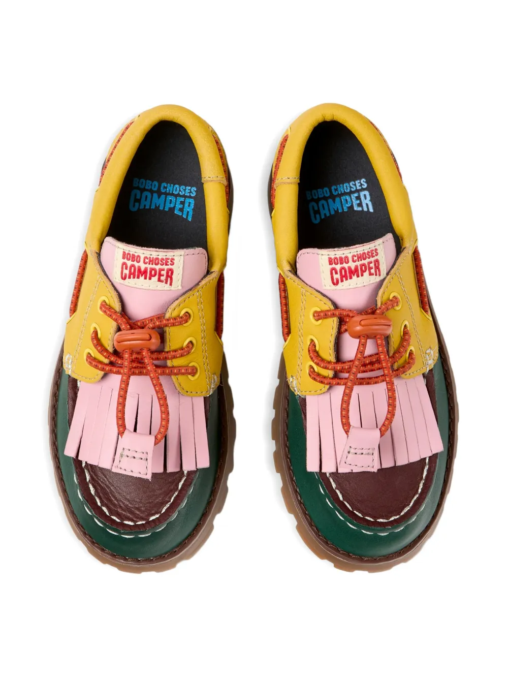 Camper Kids x Bobo Choses Twins leather fringe loafers Multicolour