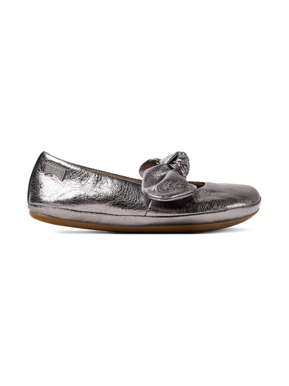 Camper Kids Right bow-embellished leather ballerinas Silver