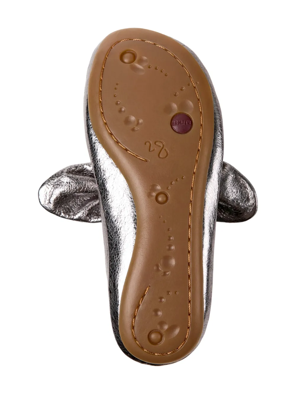 Camper Kids Right bow-embellished leather ballerinas Silver
