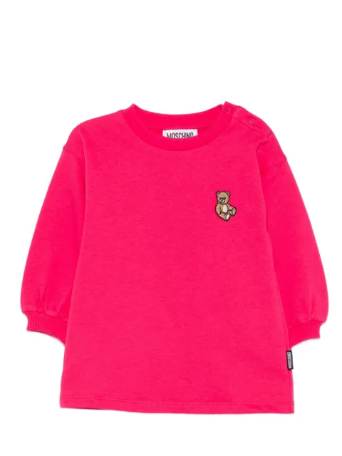 Moschino Kids Teddy Bear-embroidered cotton dress