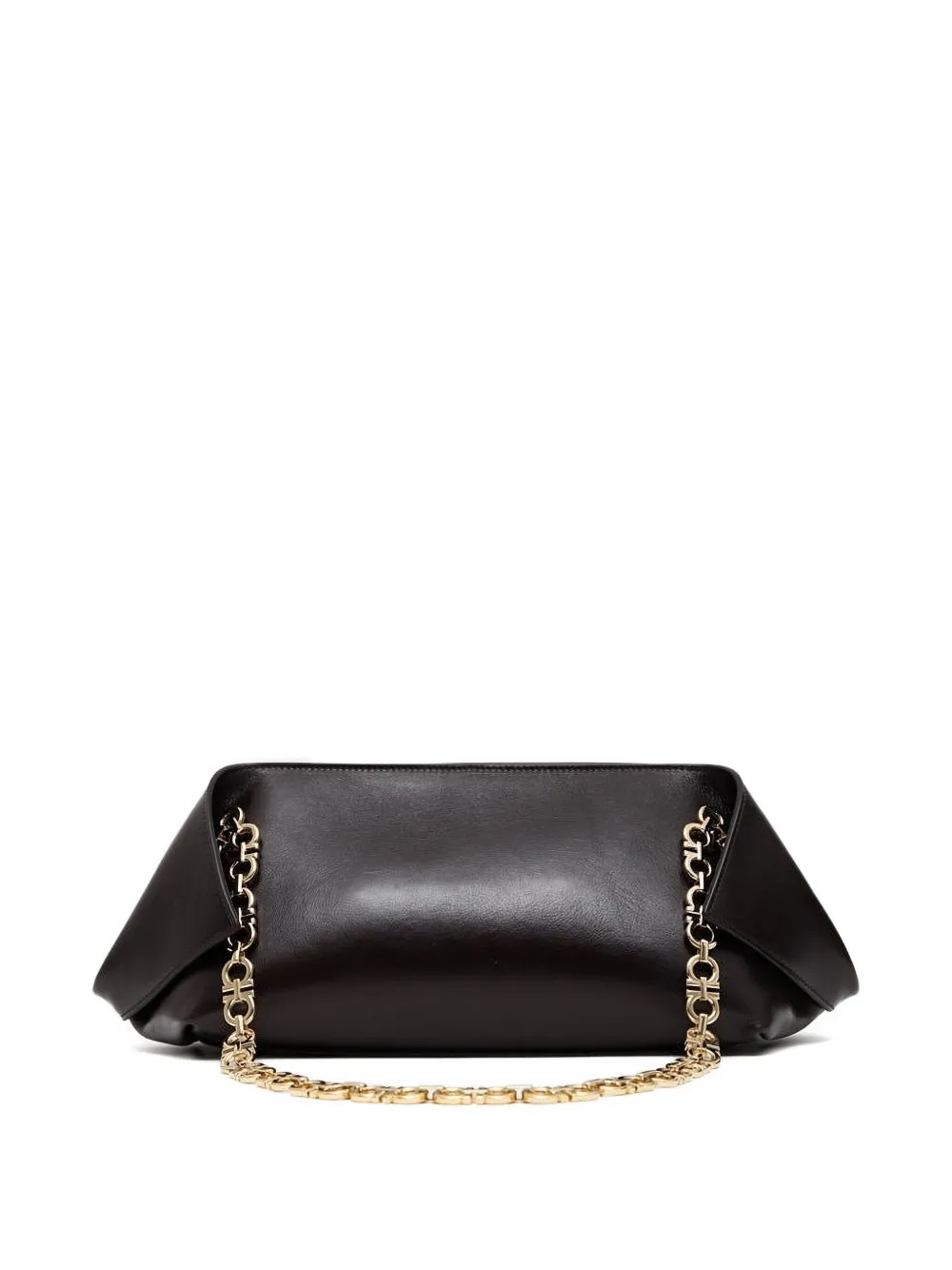 Ferragamo small Folded chain-link flap shoulder bag - Zwart
