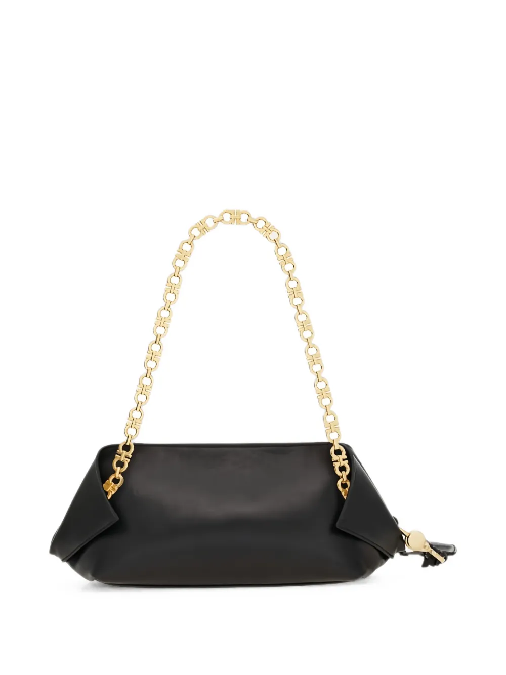Ferragamo Kleine Gancini schoudertas met ketting Zwart