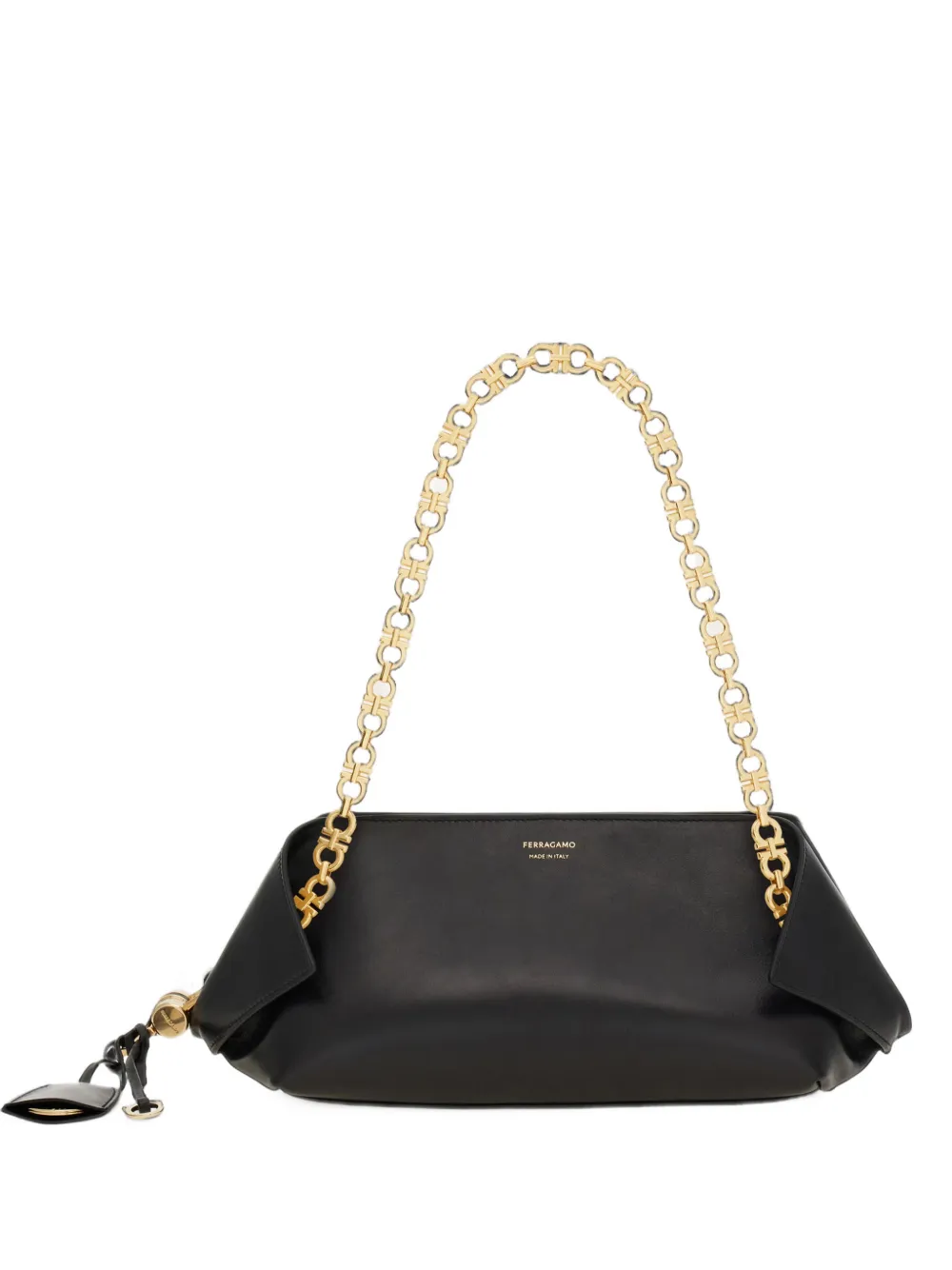 Ferragamo small Folded chain-link flap shoulder bag - Schwarz