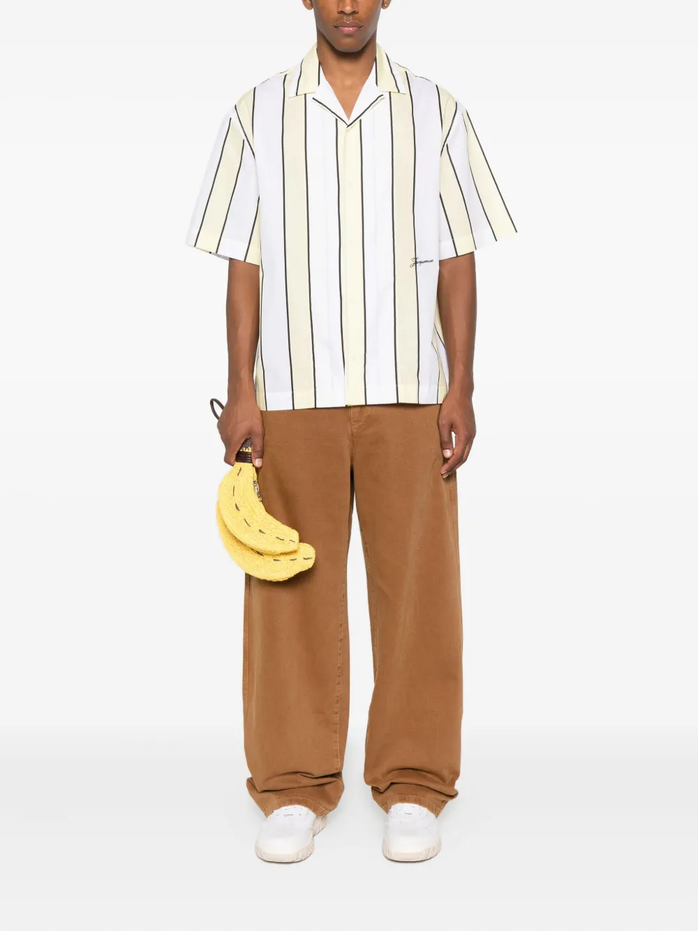 Jacquemus stripe short-sleeve shirt Wit