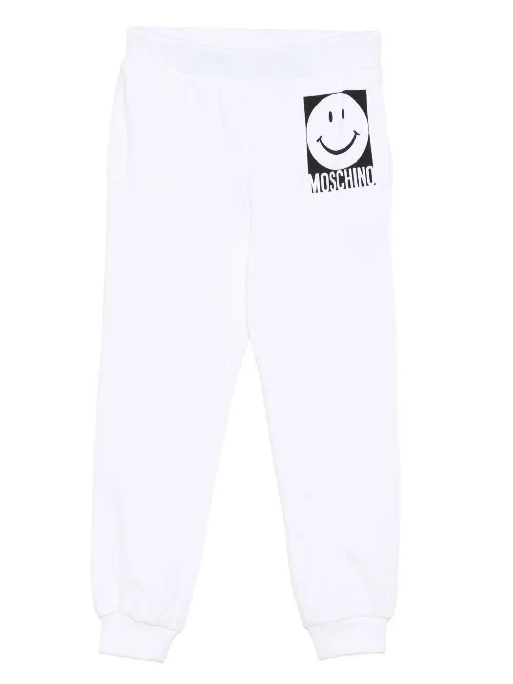 Moschino Kids smiley-face logo track pants Wit