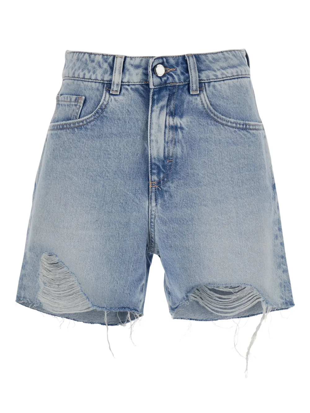 frayed logo-patch denim shorts