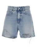 ICON DENIM frayed logo-patch denim shorts - Blue
