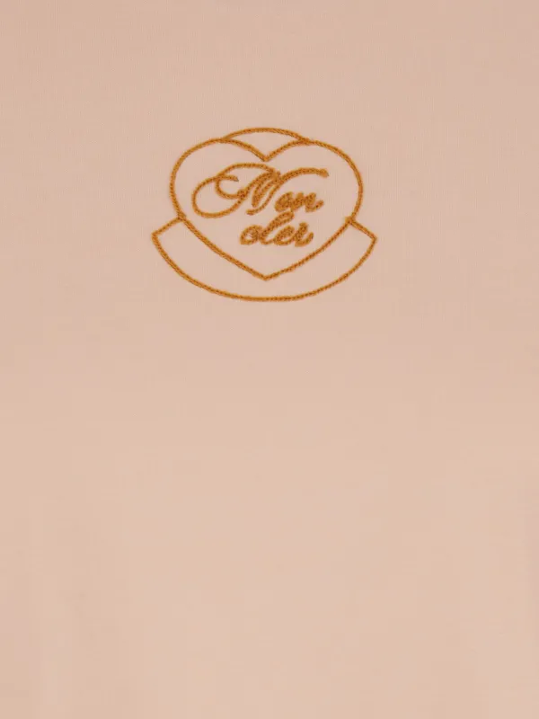 Moncler heart-embroidered T-shirt | Pink | FARFETCH