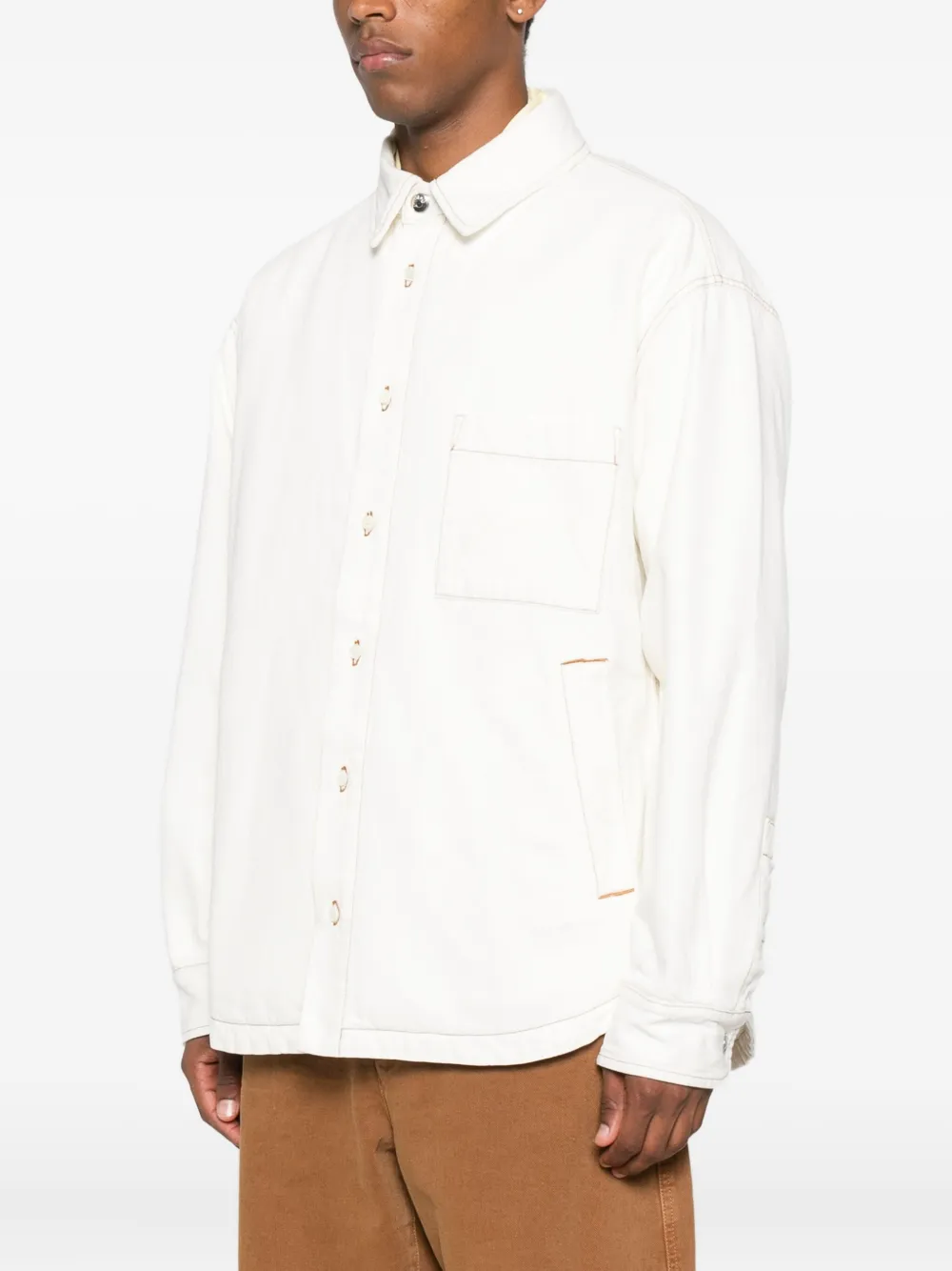 Jacquemus contrast-stitch shirt jacket Beige