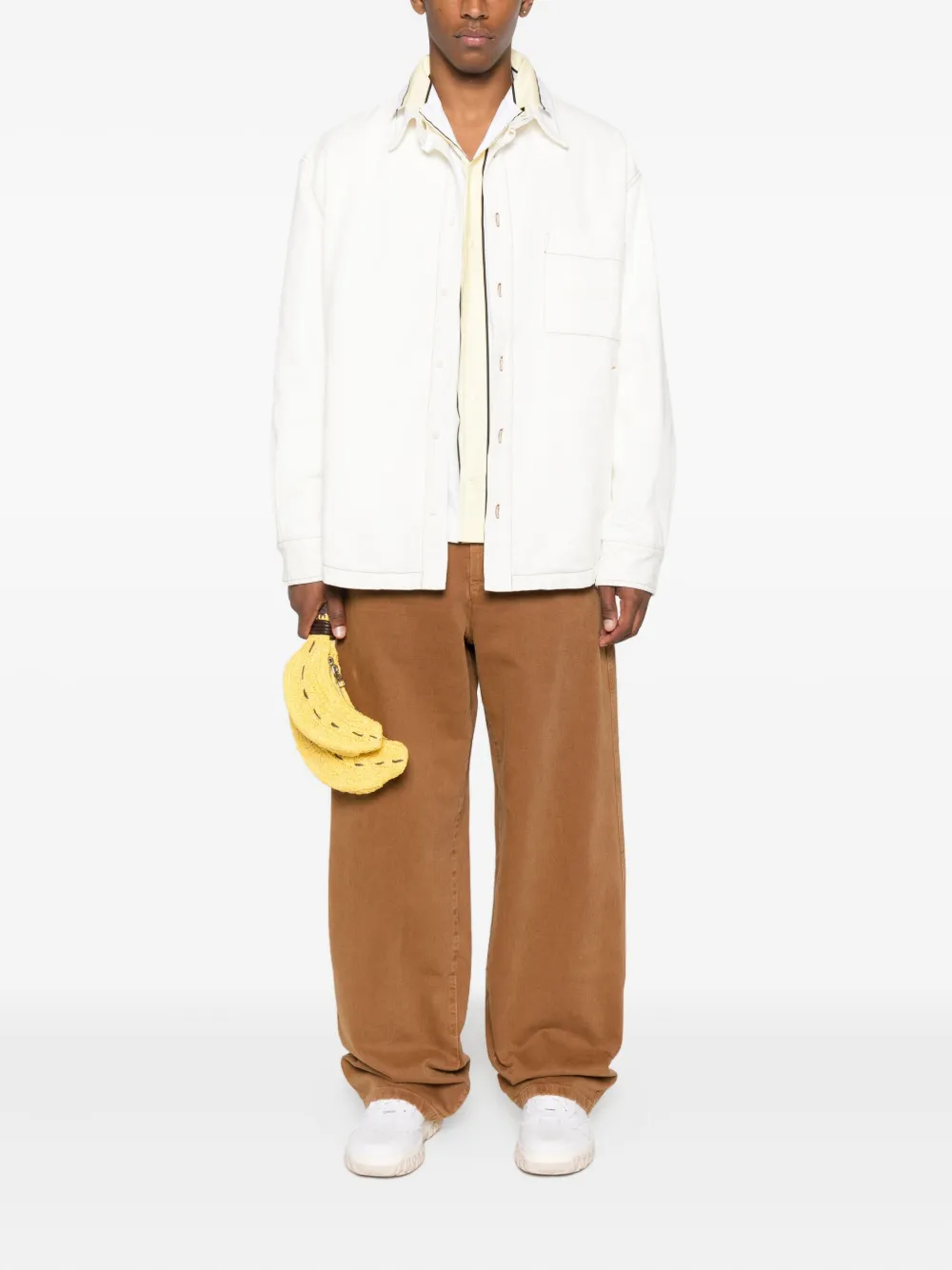 Jacquemus contrast-stitch shirt jacket Beige