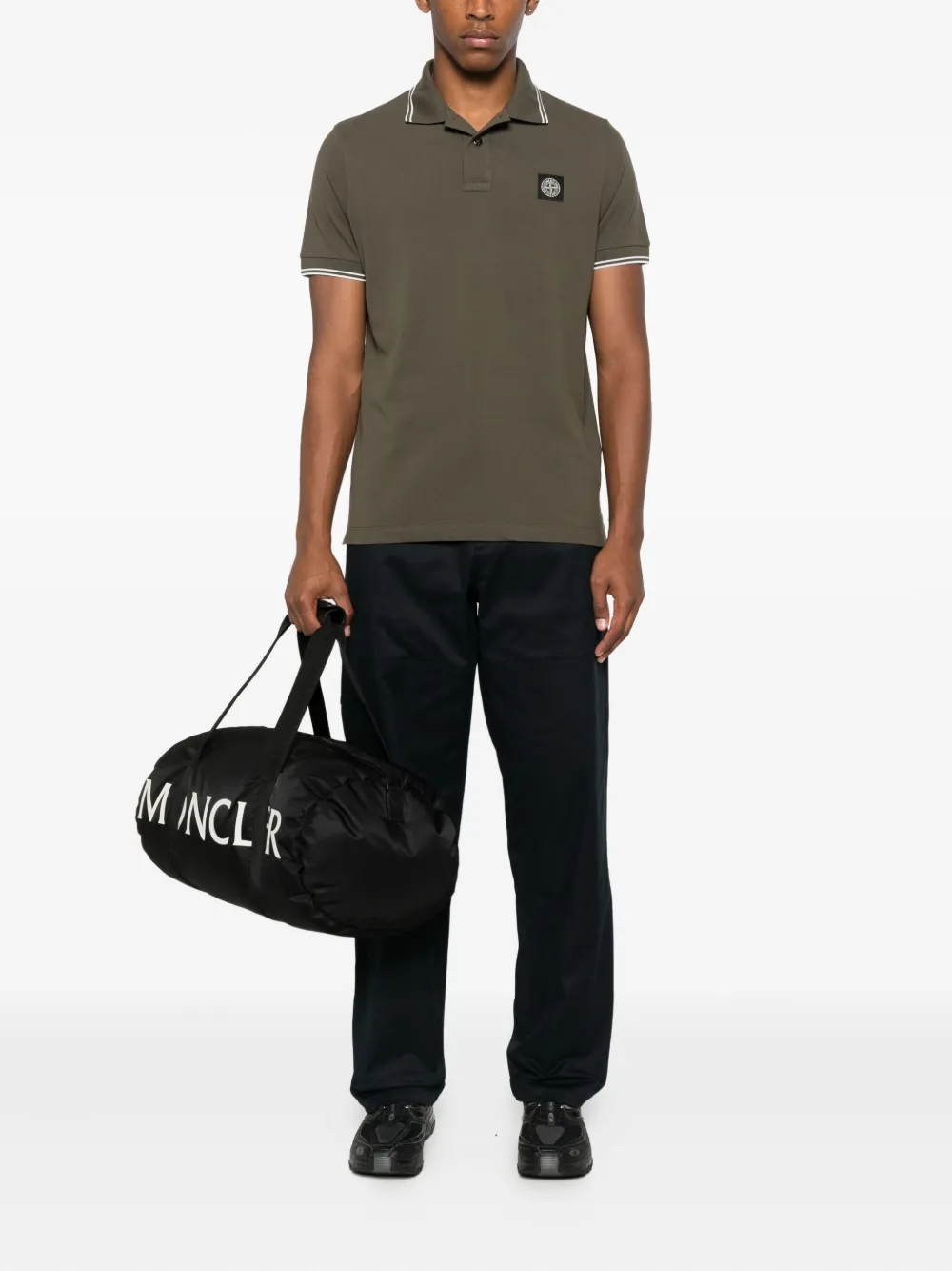 Stone Island logo-appliqué polo shirt Groen