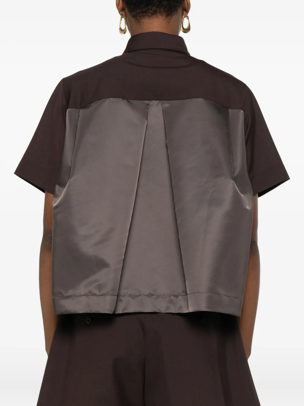 Sacai Panelled Short-sleeved Shirt In Brown