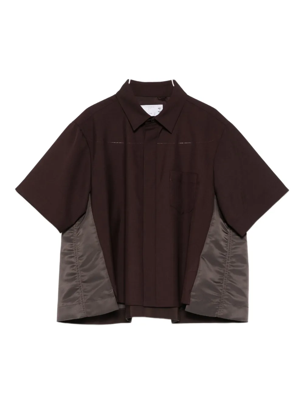 Sacai Panelled Short-sleeved Shirt In Brown